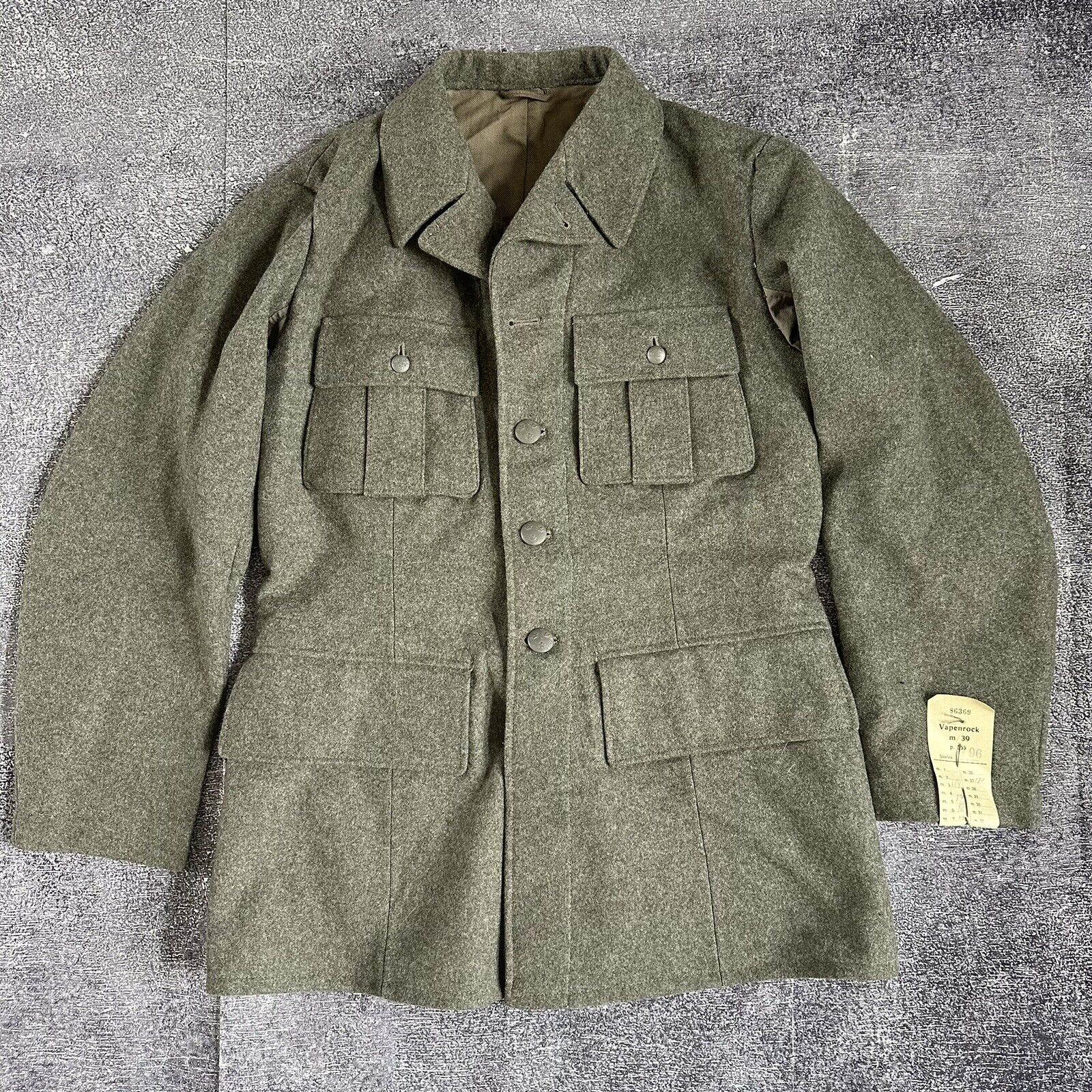 NWT Men\'s Vintage 40\'s Vapenrock WWII WW2 Swedish Military Field Jacket Sz 96