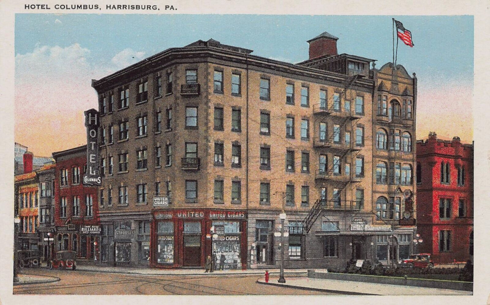 Hotel Columbus, Harrisburg, Pennsylvania, Early Postcard, Unused