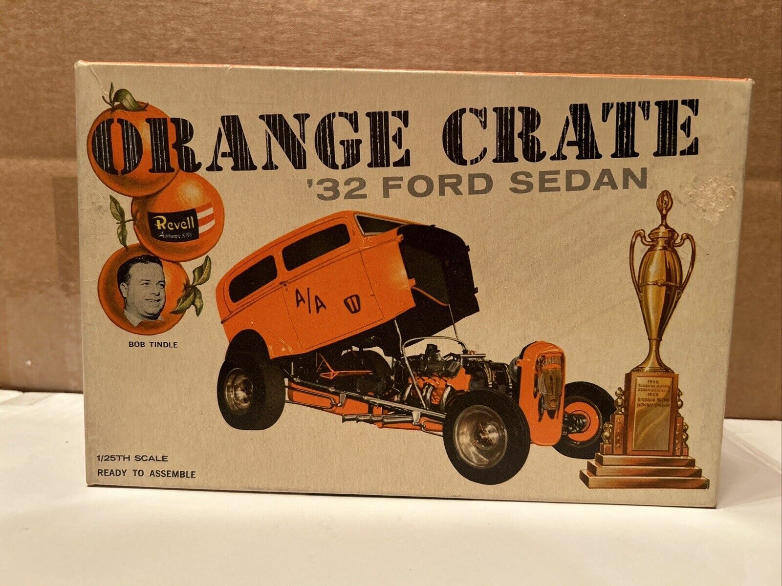 Revell Original Issue Factory, Orange Crate \'32 Ford Sedan STARTED