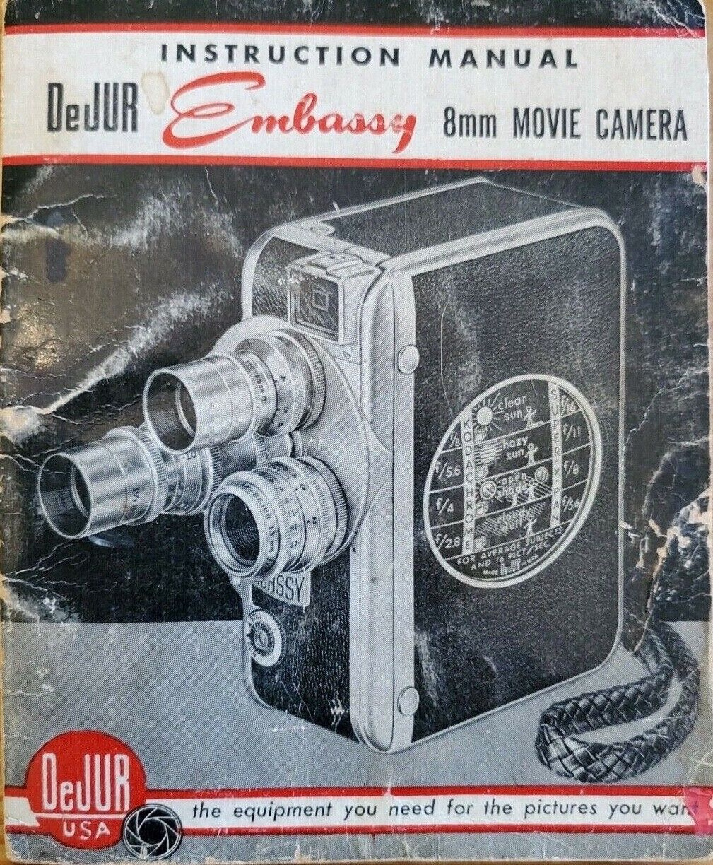 Movie Camera Manual DeJur Embassy 8mm 1950s VINTAGE 