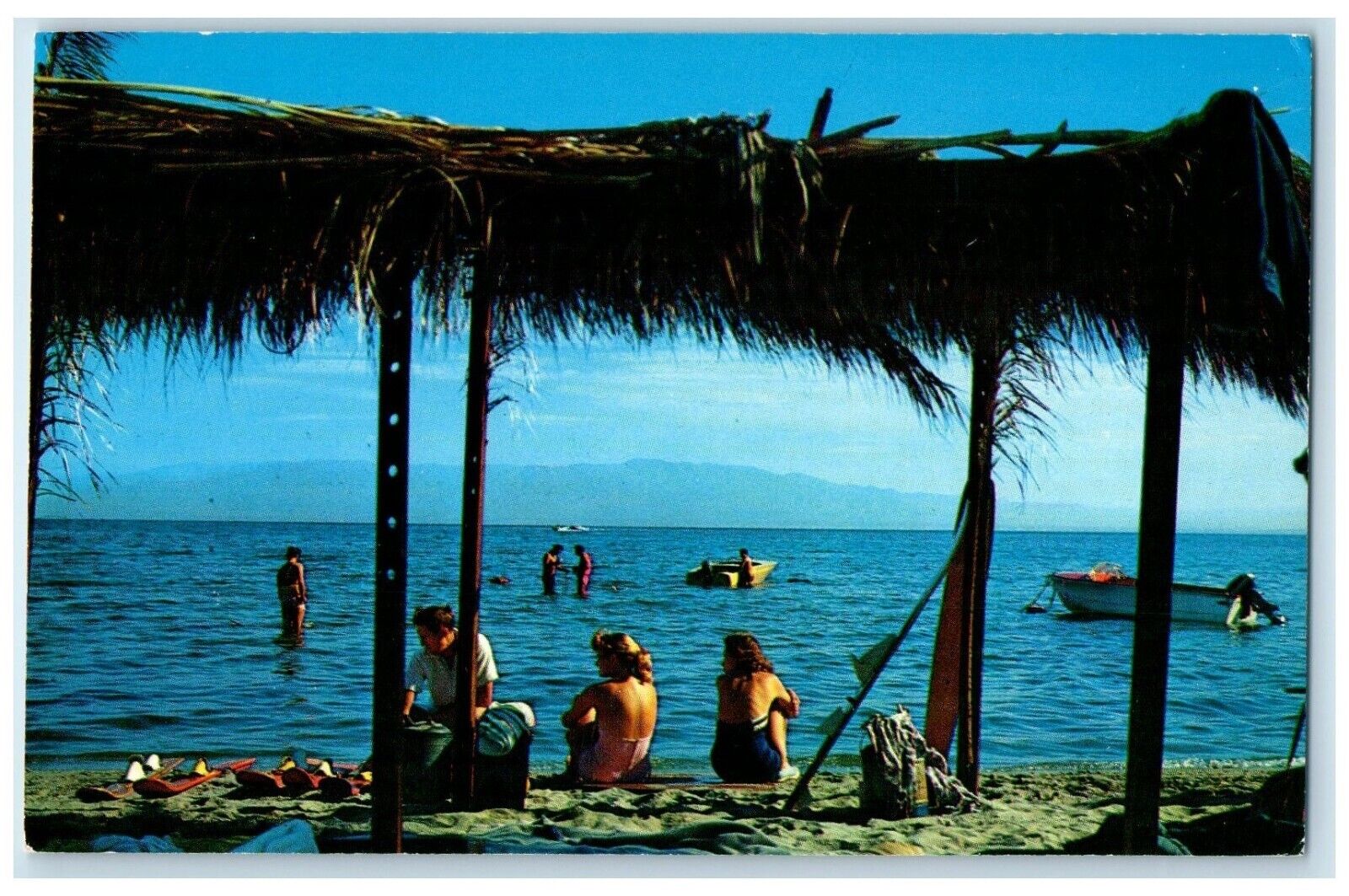 c1960's View Of Water Fun At Salton Sea Boat Scene Unposted Vintage Postcard