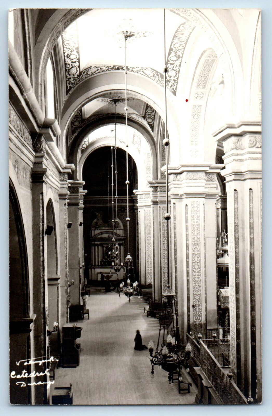 Durango Durango Mexico Postcard Cathedral Interior View c1940's RPPC Photo