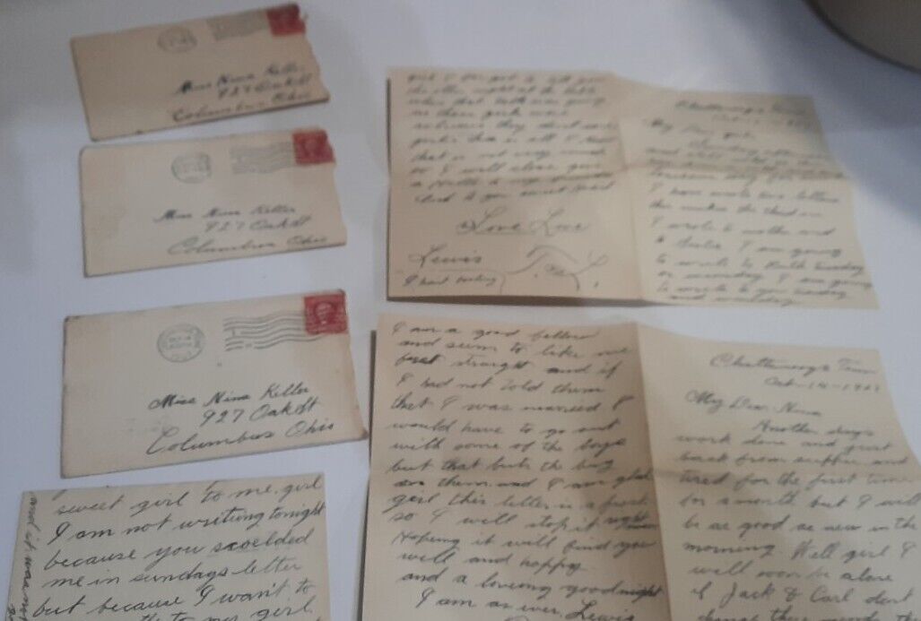 Antique Handwritten Love Letters Lot From Chattanooga TN to Columbus OH Oct 1907