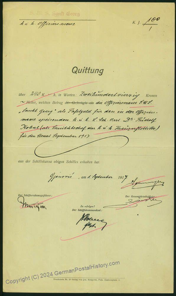 Austria WWI KuK Navy SMS Sankt Georg Document 44307