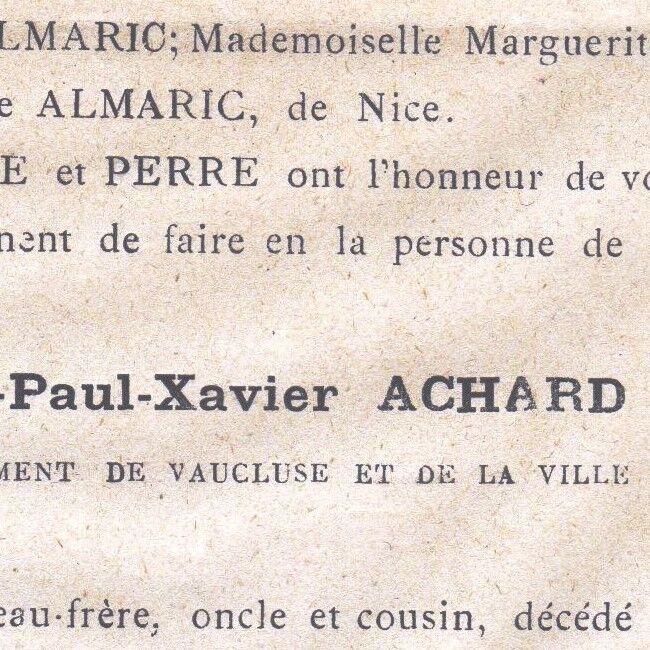 Jean Paul Xavier Achard Avignon 1884 Archivist Vaucluse