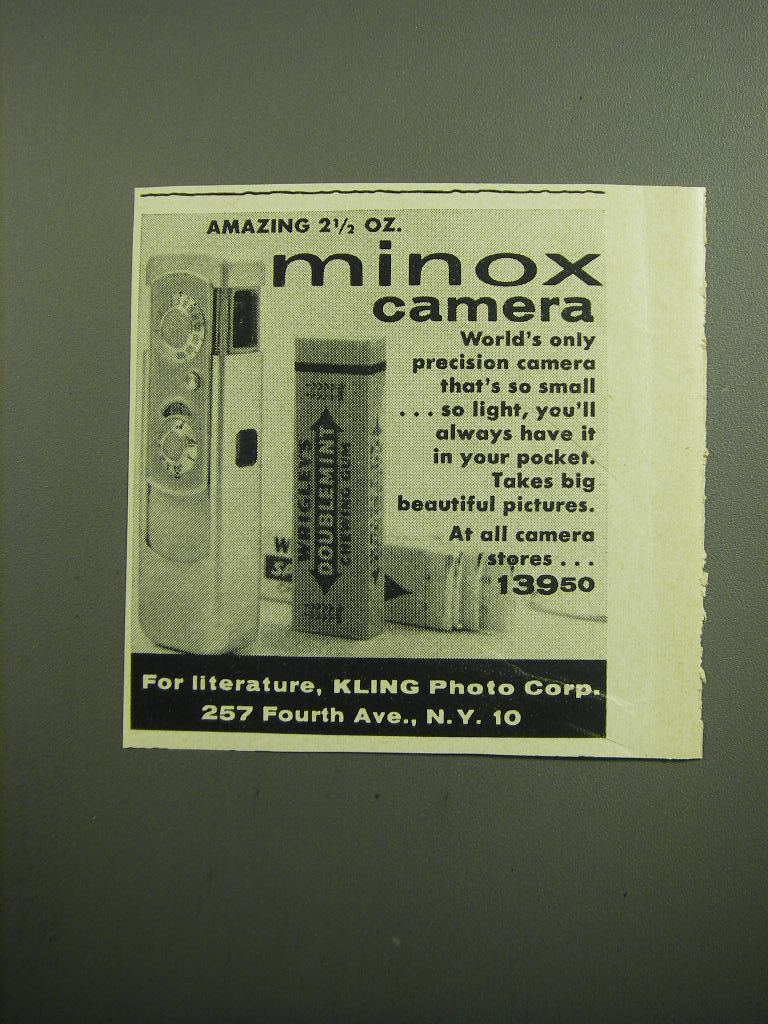 1958 Minox Camera Ad - Amazing 2 1/2 oz. minox camera