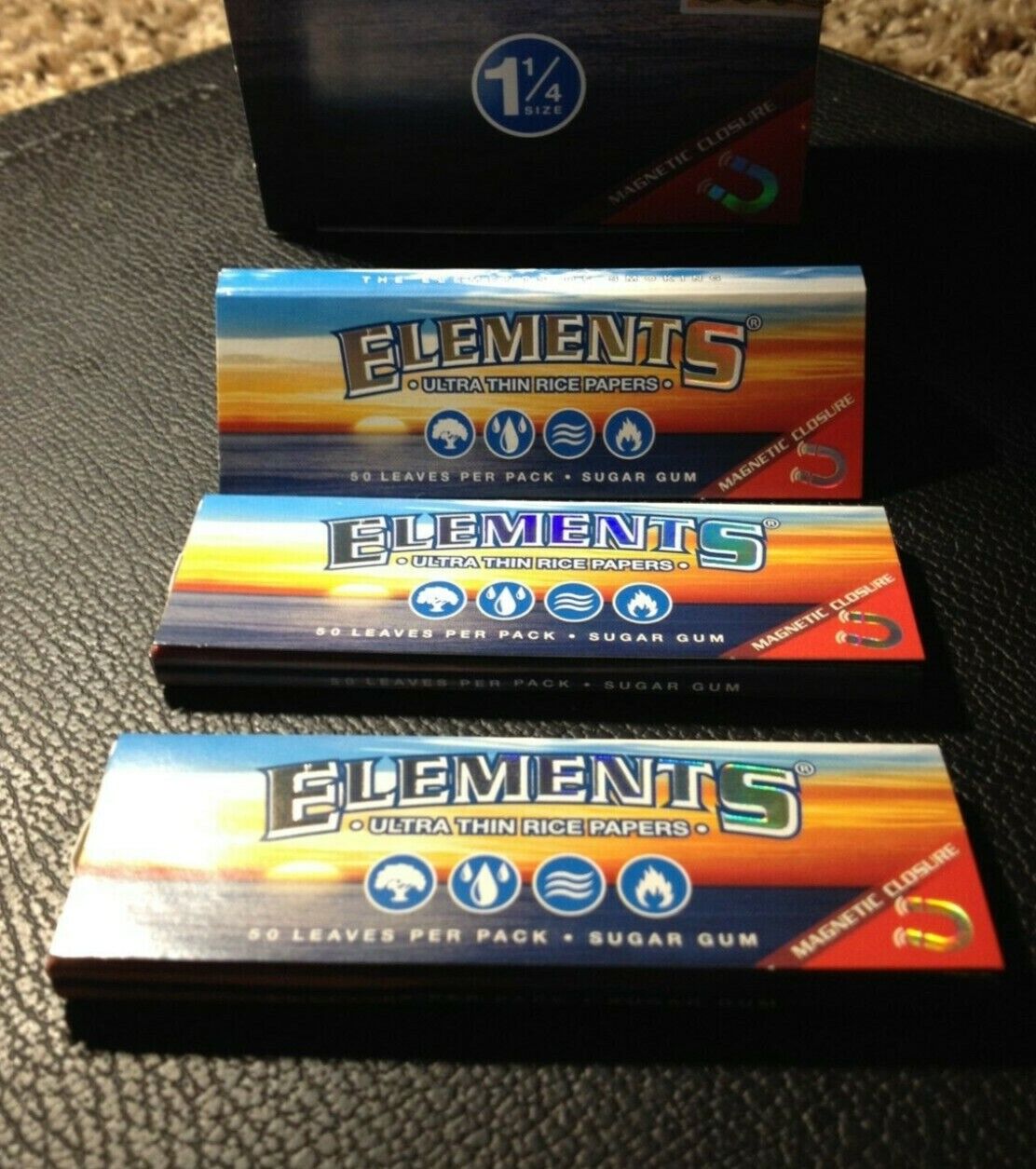 3 Packs Elements Ultra Thin Rice Rolling Papers 1  1/4 50pp FREE2Ship