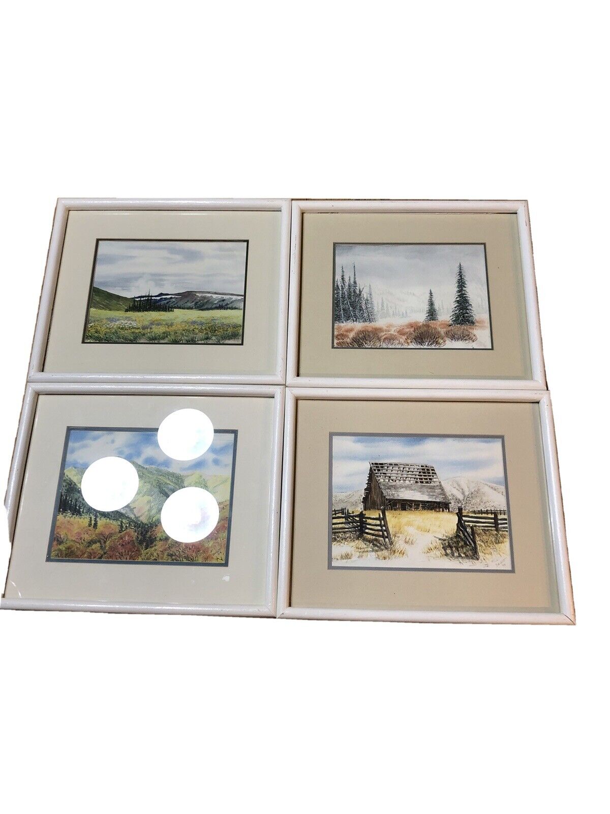 Set of 4 FOUR Original Fred Beckett Watercolors 4 seasons signed England painter
