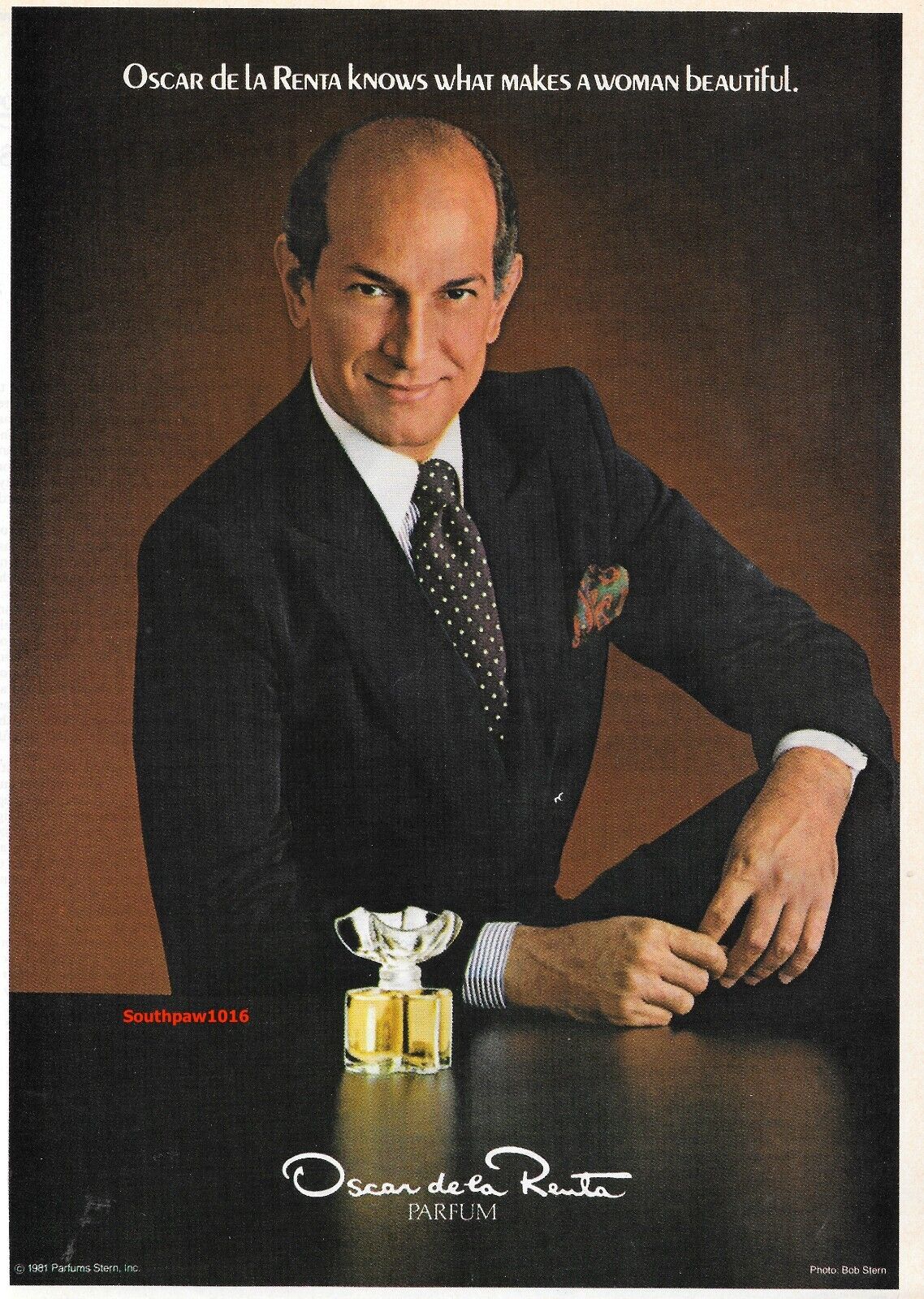 1981 Oscar De La Renta Parfum Original Vintage Print Ad