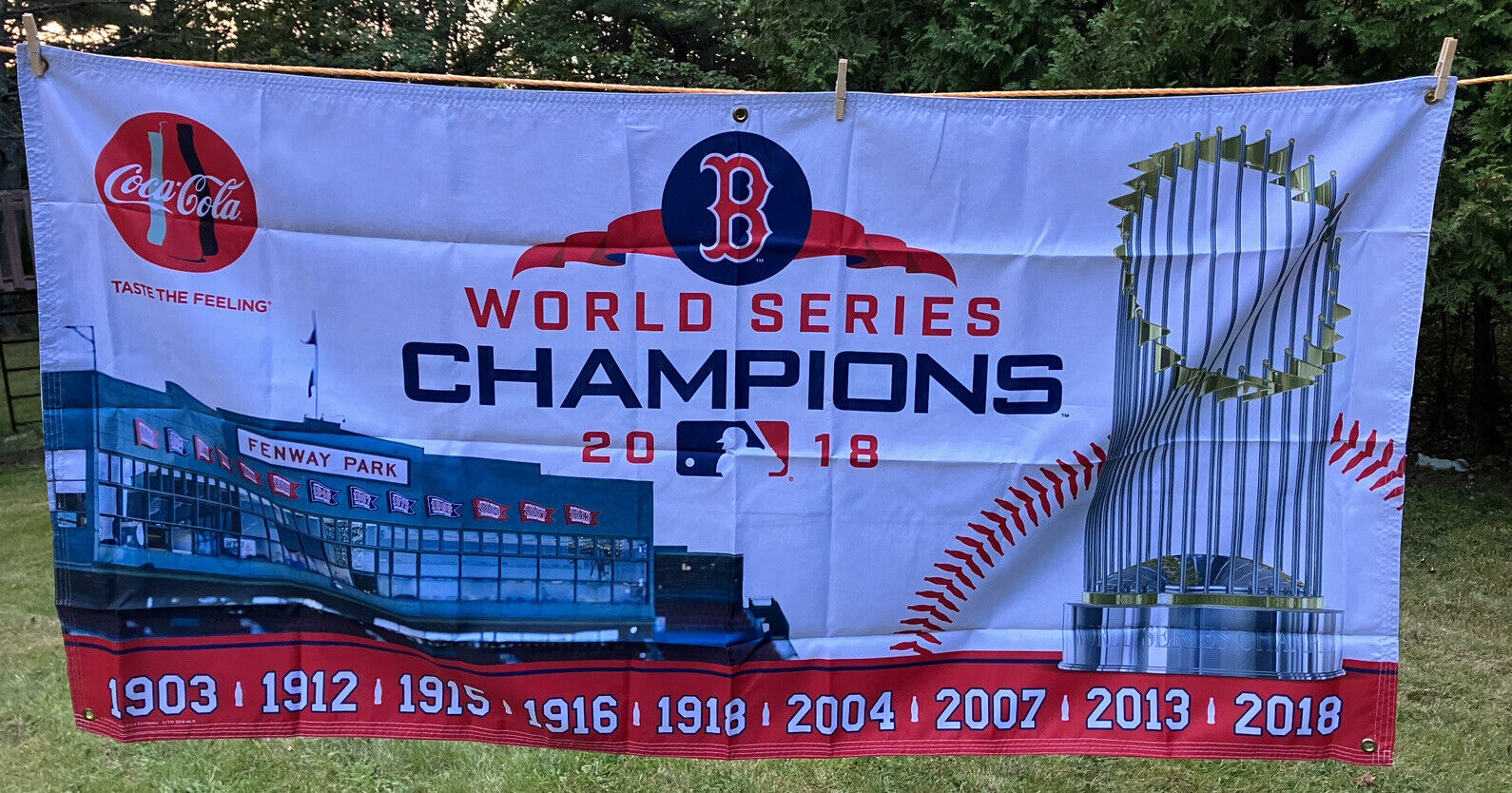 New Boston Red Sox 2018 World Series Coca Cola Banner Sign 72x37 In POP Advert