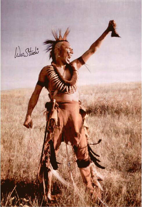 WES STUDI SIGNED DANCES WITH WOLVES PAWNEE INDIAN PHOTO POSTER AUTOGRAPH w/ COA