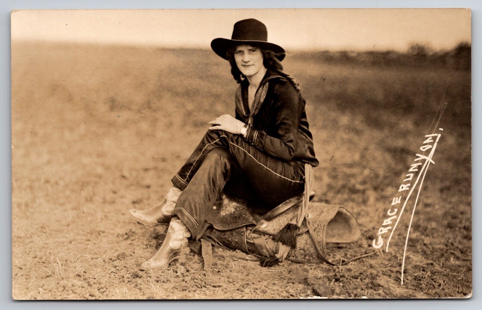 Grace Runyon Rodeo Cowgirl Doubleday c1920s Real Photo RPPC