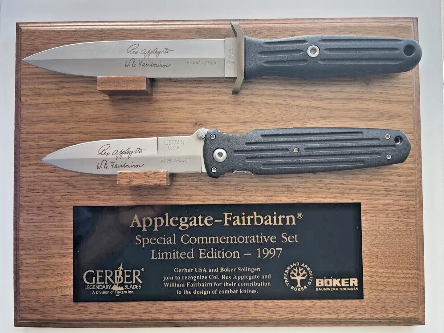 Gerber Boker Applegate Fairbairn Commemorative Set Limited 2512/3000 USA 1997