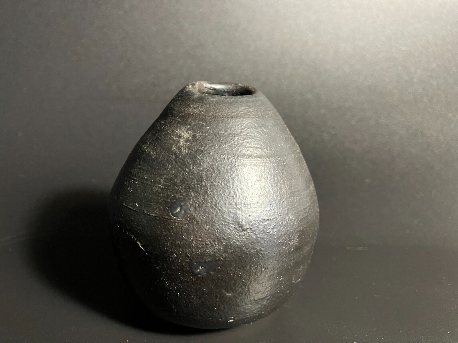 single vase cup  vintage japanese antique ceramic handmade   folk art　black