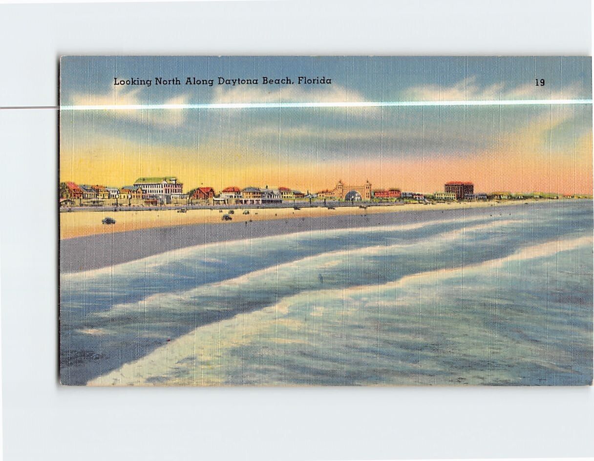 Postcard Looking North Along Daytona Beach Florida USA