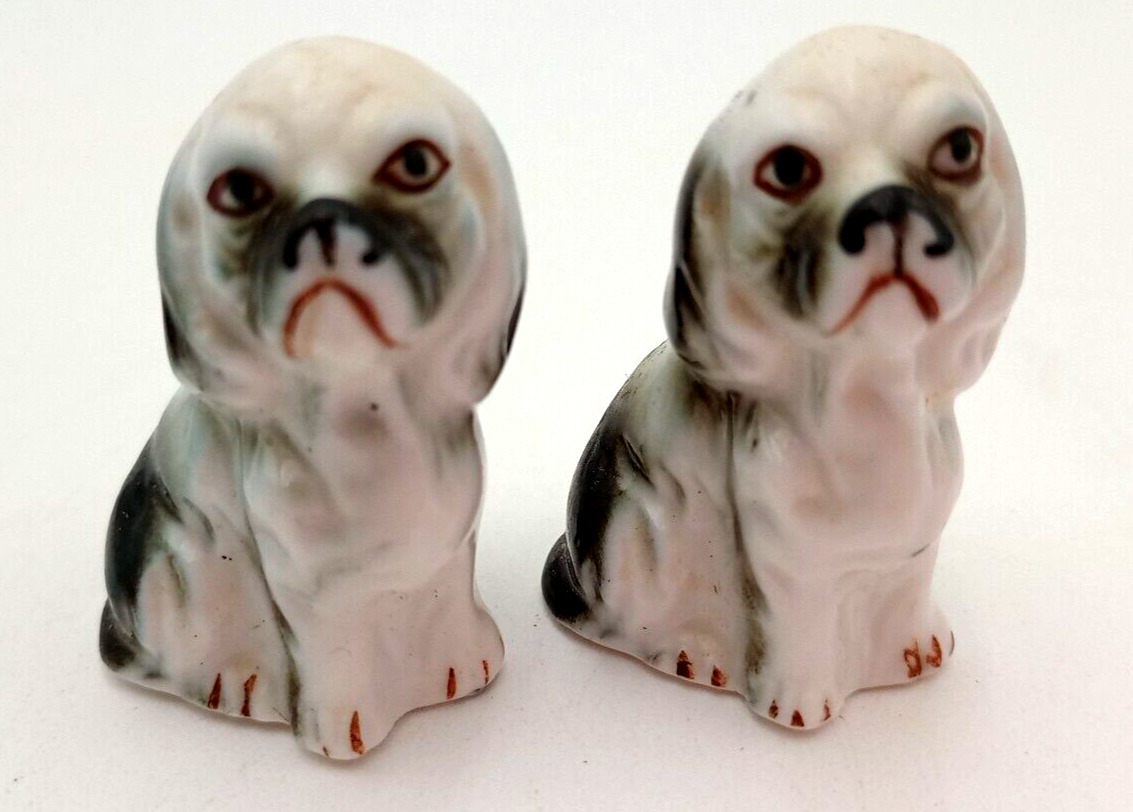 Vintage Miniature Pair Of Dogs Porcelain
