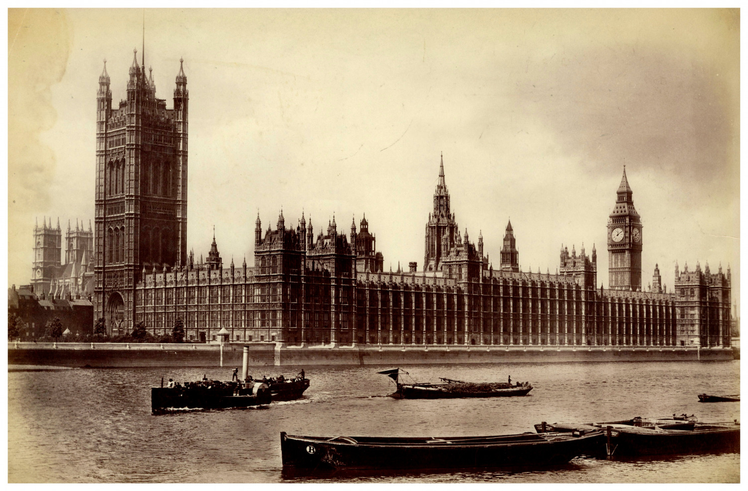 London, Palace of Westminster, photo. J.V. Vintage Albumen Print, Album Print