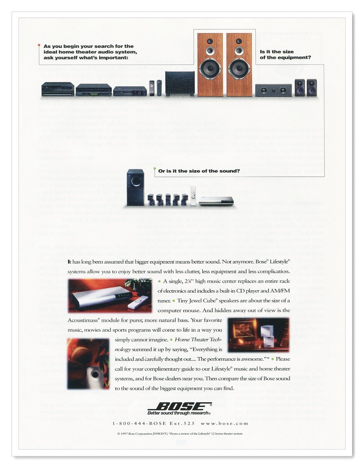 Bose Lifestyle Music & Home Theater System Vintage 1997 Full-Page Magazine Ad
