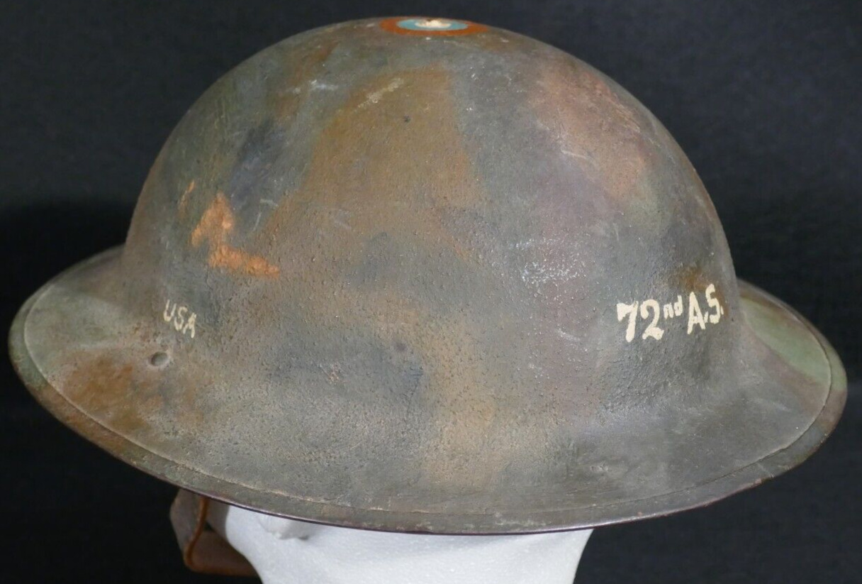 WWI US Army Air Service 72d Aero Squadron Camouflage M1917 Helmet 1st Depot AEF
