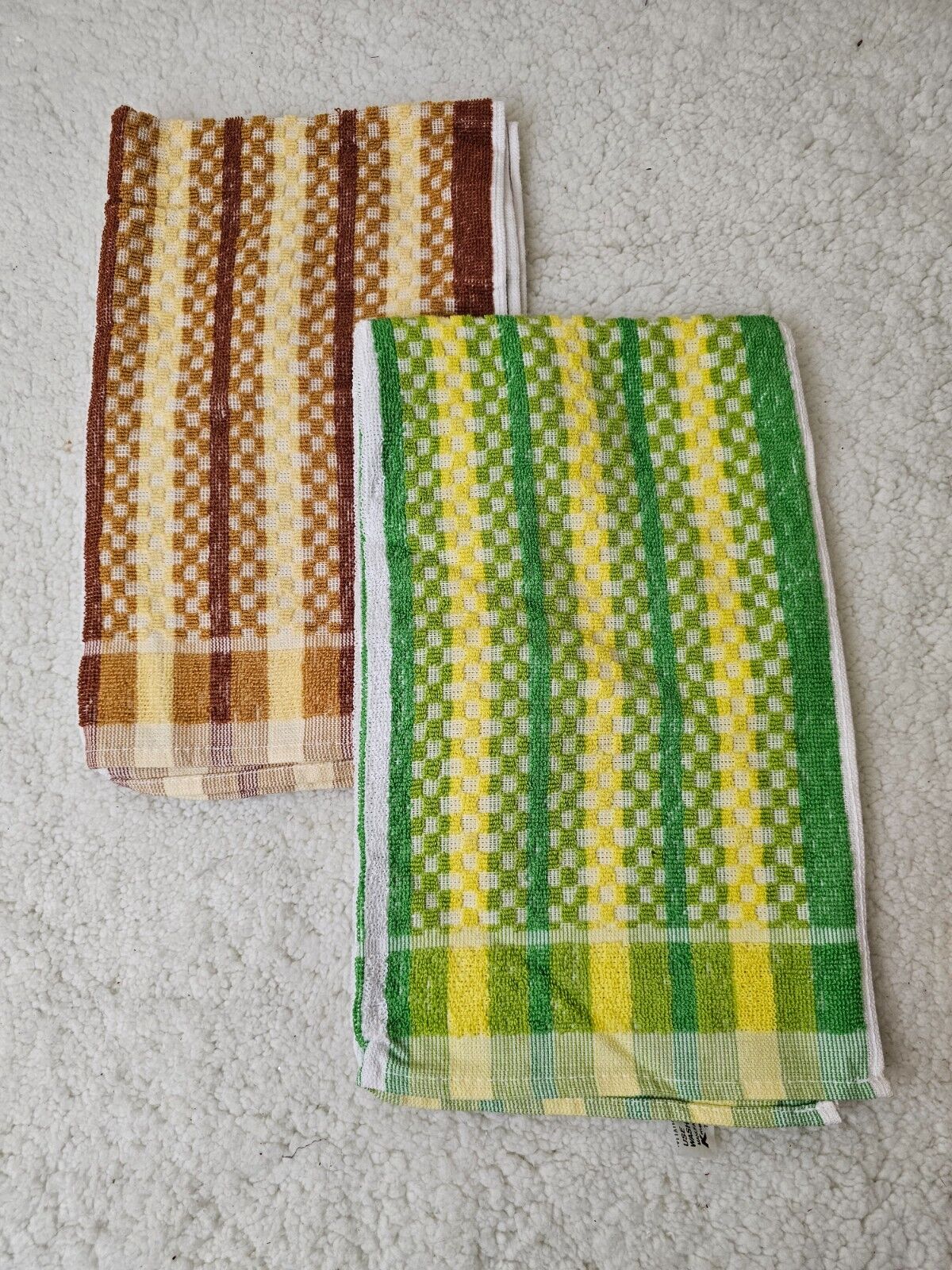 Lot 2 Vintage Retro Abstract Pattern Terry  Cotton Tea Dish Cloth Kitchen Towels
