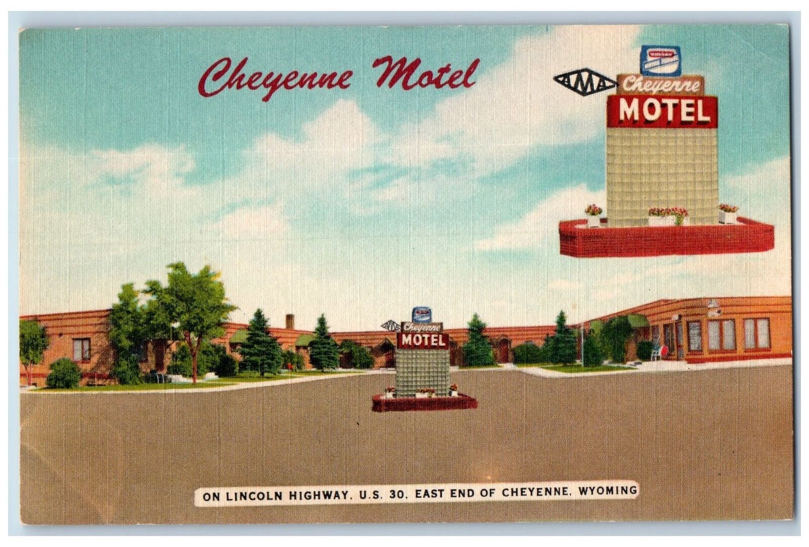 c1940\'s Cheyenne Motel & Restaurant Cottages Cheyenne Wyoming Vintage Postcard