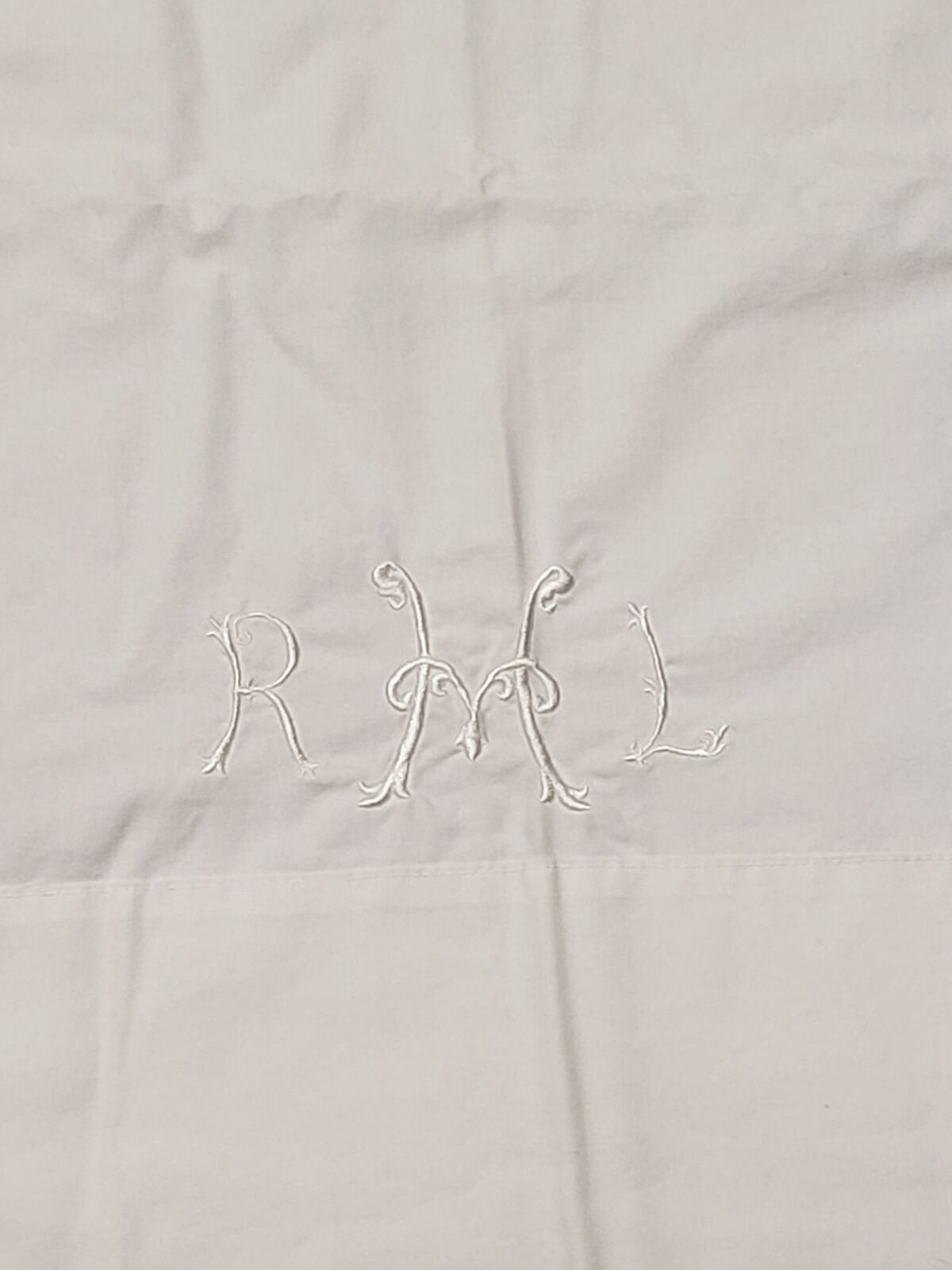 Pair of Vintage King Pillowcases, Monogramed RHL White on White, No tags 20\