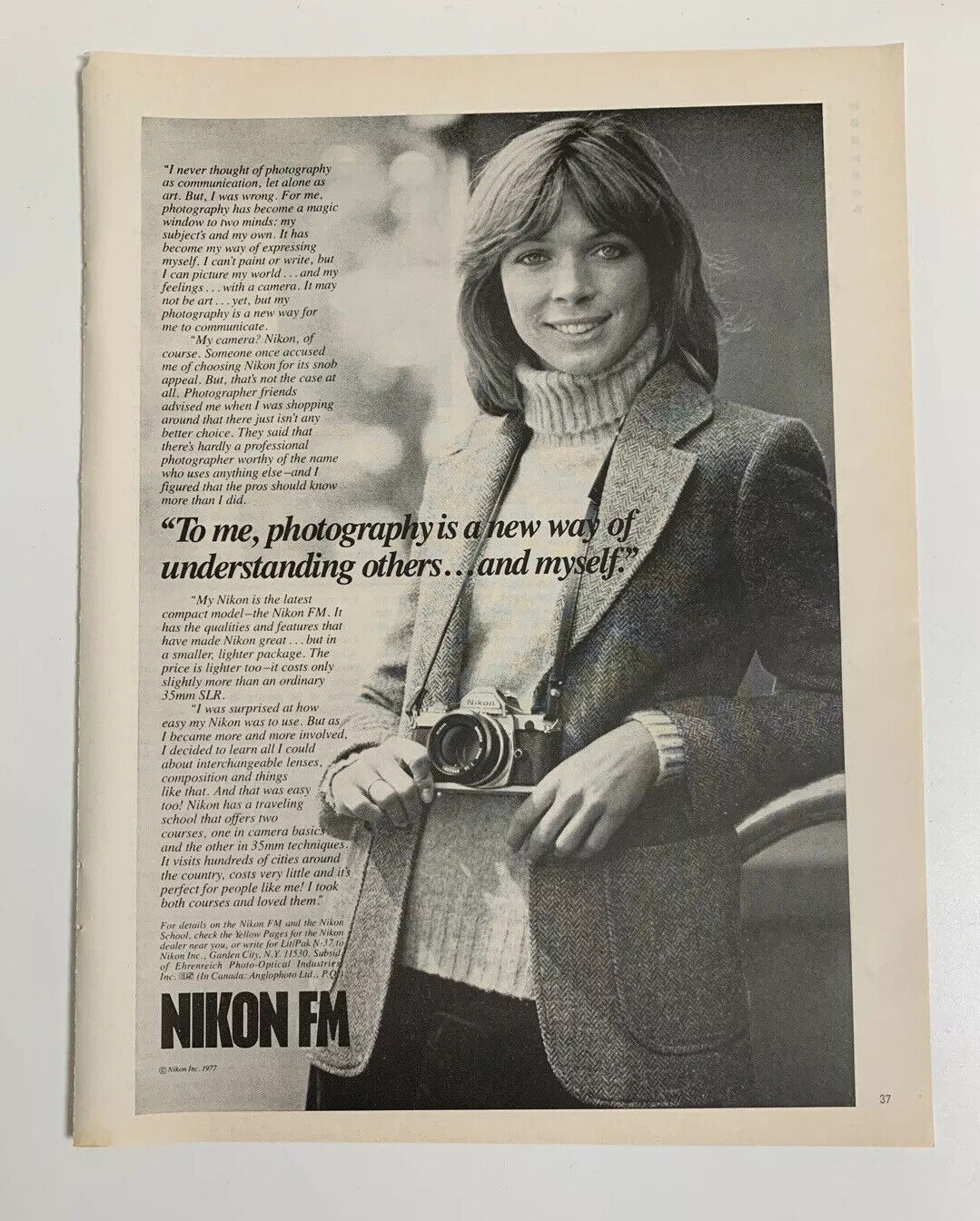 1978 Nikon FM 35mm SLR Camera Print Ad Vintage Original Vintage Advertisement