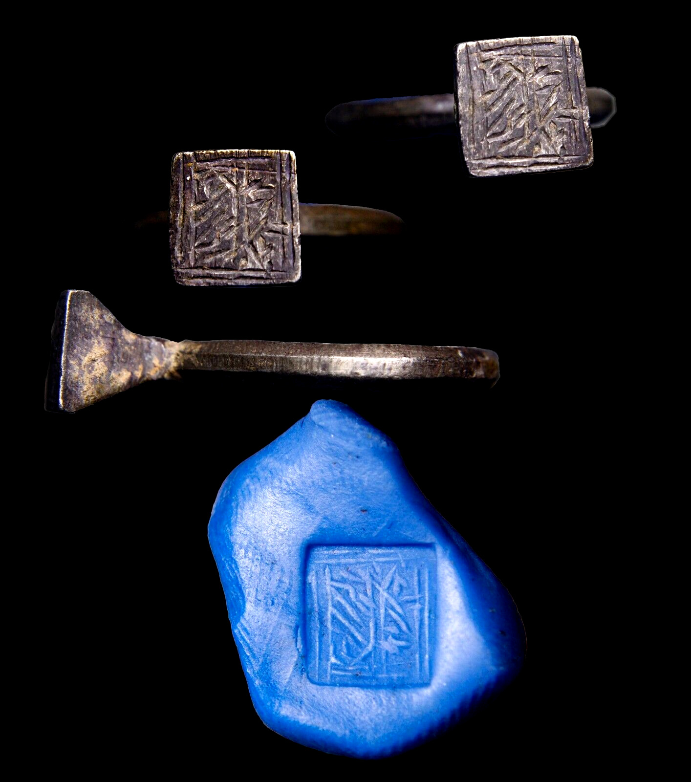  RARE Judaea Holyland IRON AGE Silver Seal Ring Hebrew Aramaic Artifact wCOA