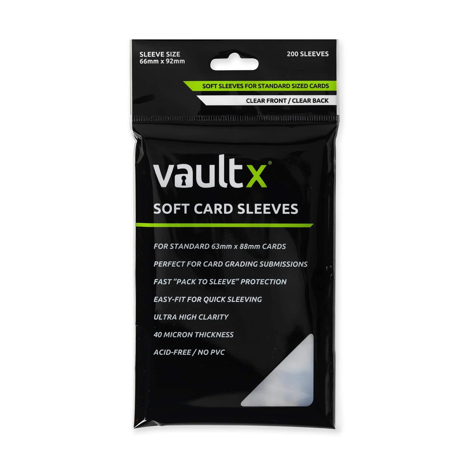 Vault X Soft Trading Card Sleeves - 40 Micron High Clarity Penny Sleeves for TCG