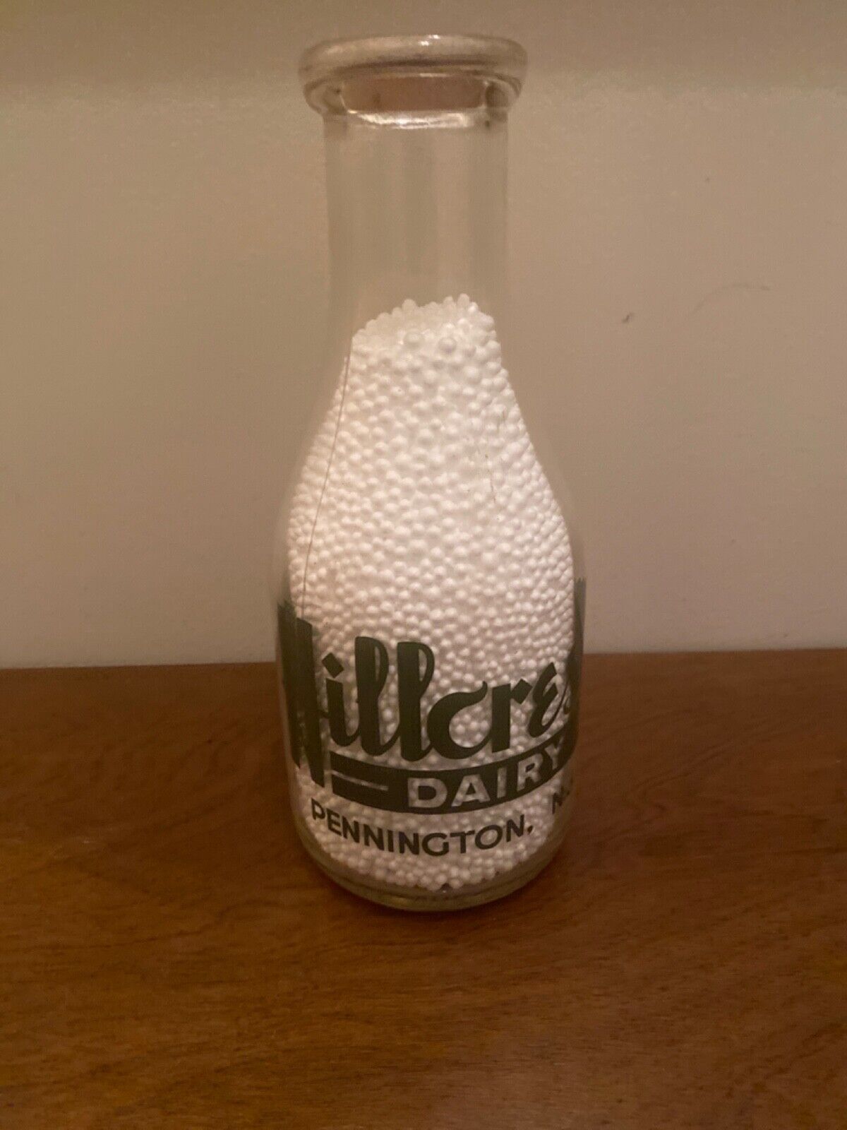 TRPQ Milk Bottle Hillcrest Dairy Pennington NJ MERCER CO MILK FROM OWN HERD 1943