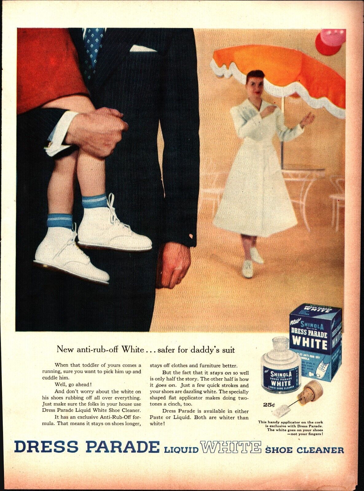 1954 Shinola Dress Parade White Polish Shoe Cleaner Ephemera Vintage Print Ad a8