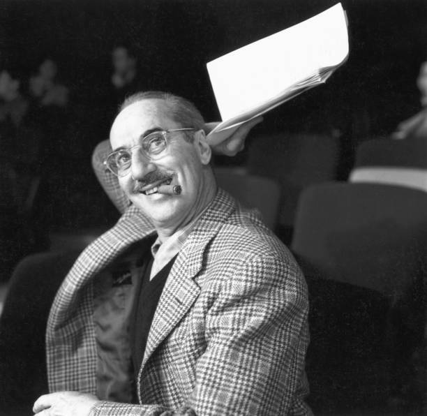 Groucho Marx rehearses for the NBC special celebrating the 50th - 1956 Old Photo