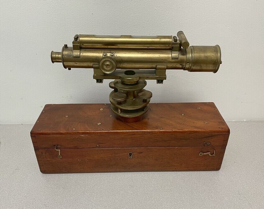 Antique 19th century Troughton and Simms, London brass surveyor\'s scope Original