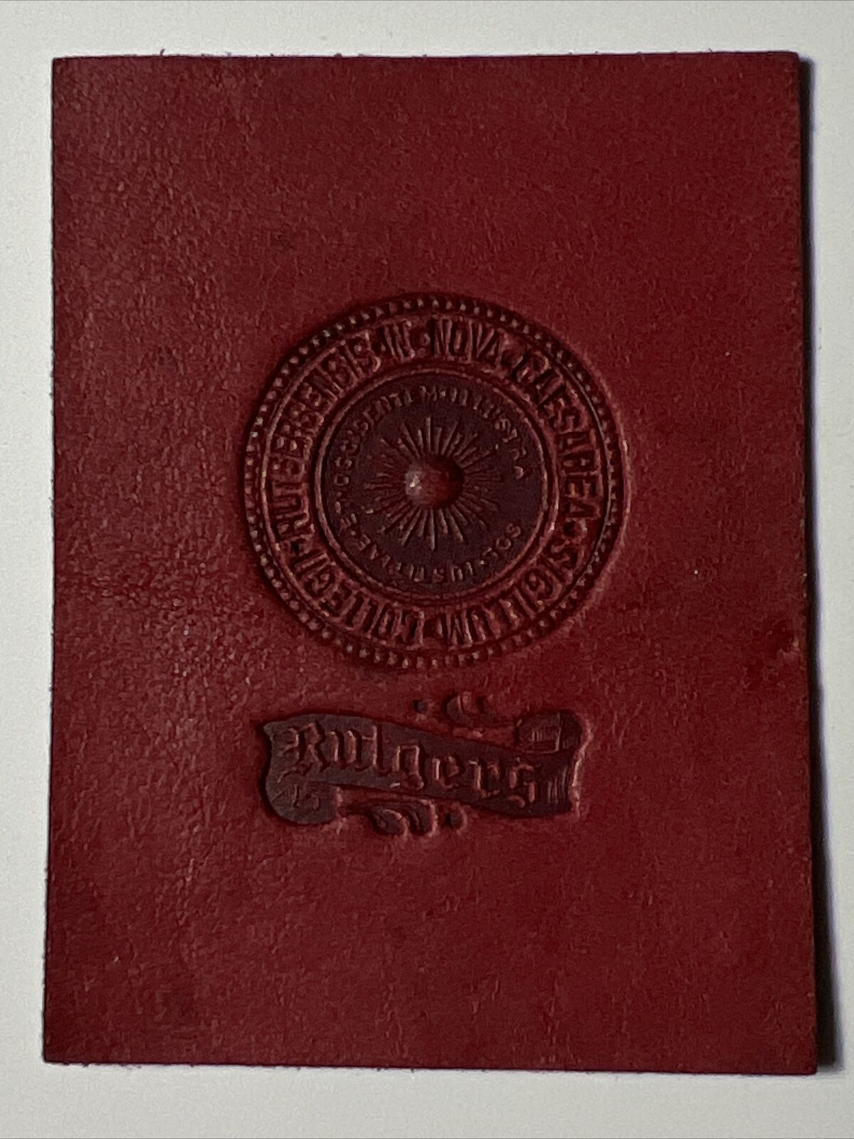 Vintage 1910 RUTGERS UNIVERSITY Tobacco Leather Patch NEW BRUNSWICK New Jersey