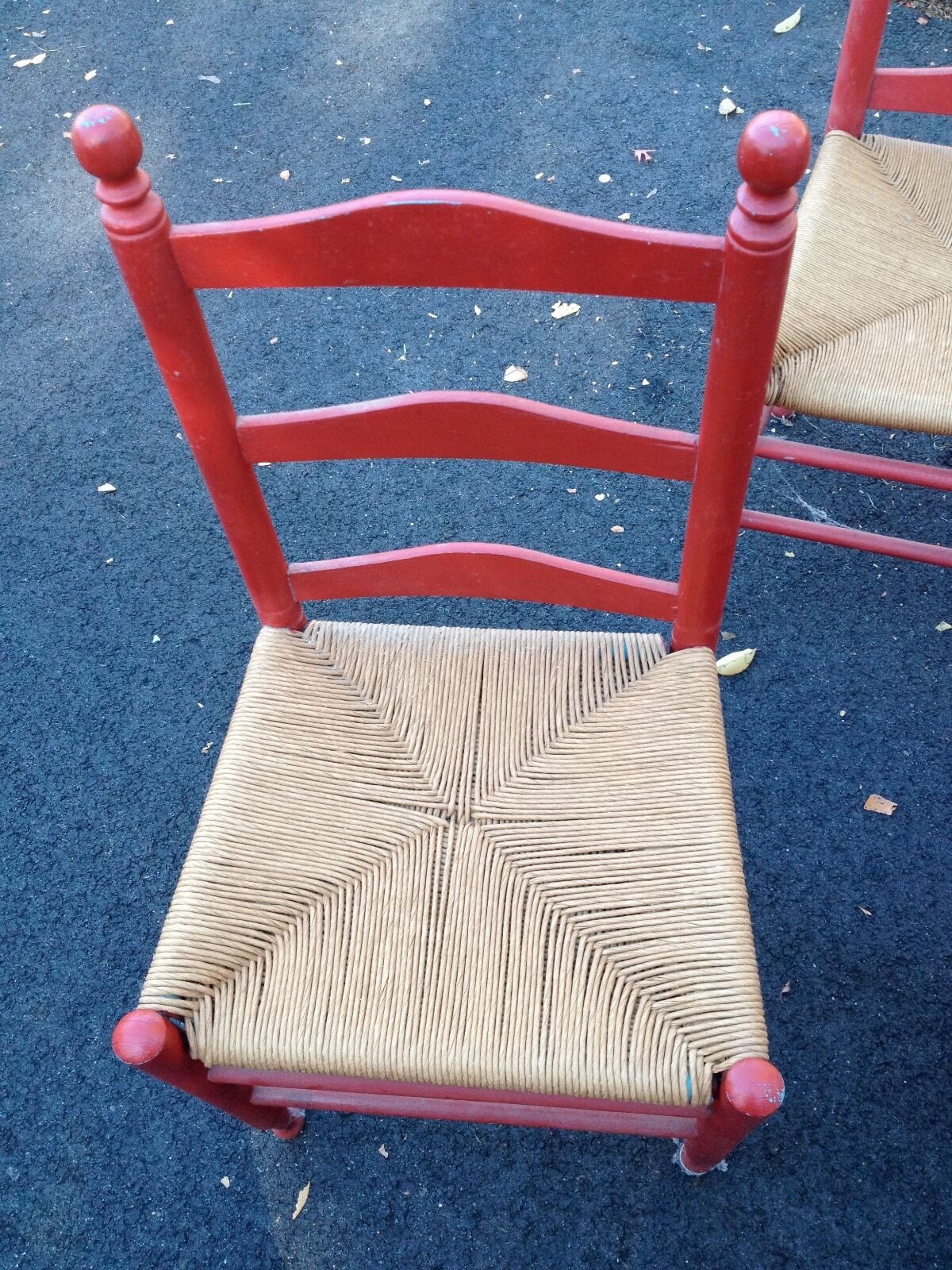 Wood side chair, painted red, ca. 1890