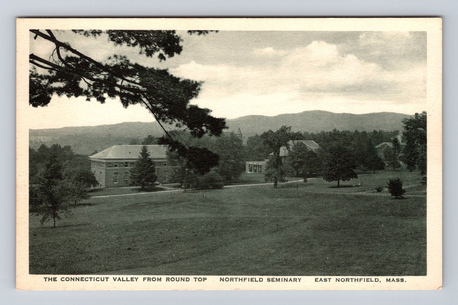 East Northfield MA-Massachusetts, Connecticut Valley Round Top Vintage Postcard