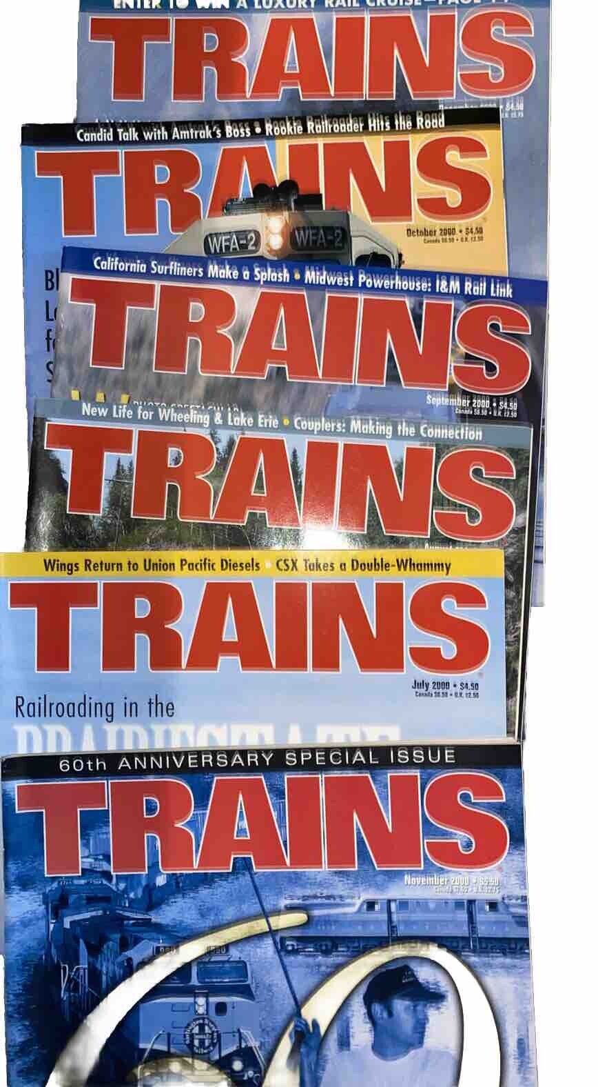 Trains 2000 Magazine 6 Issues July Aug Sept Oct Nov Dec Magazines