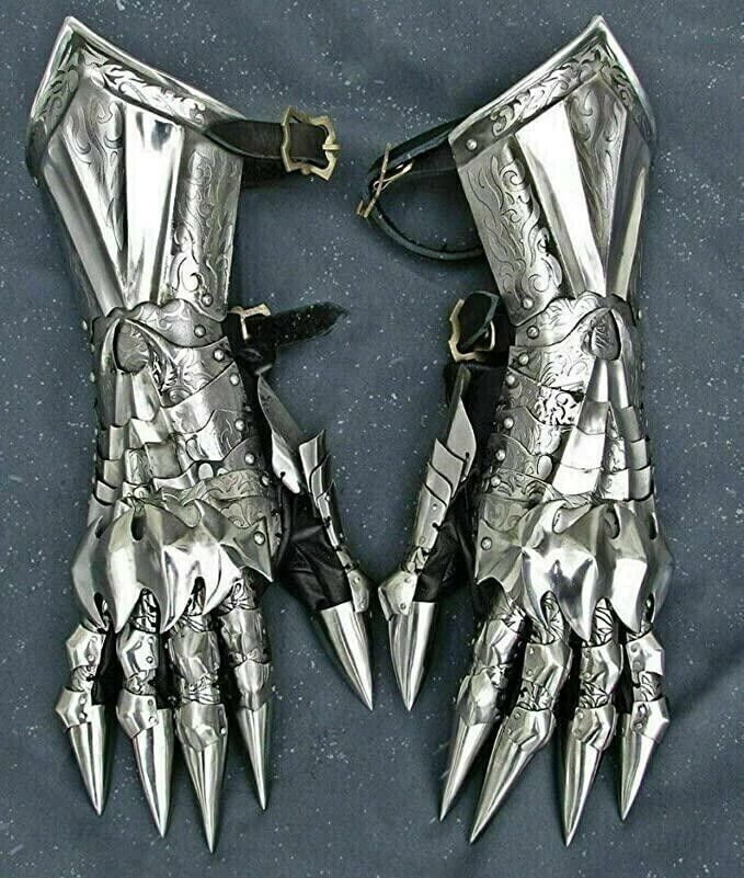 Gauntlet medieval Pair Accents Knight Crusader Armor Steel Gauntlet Gloves Larp