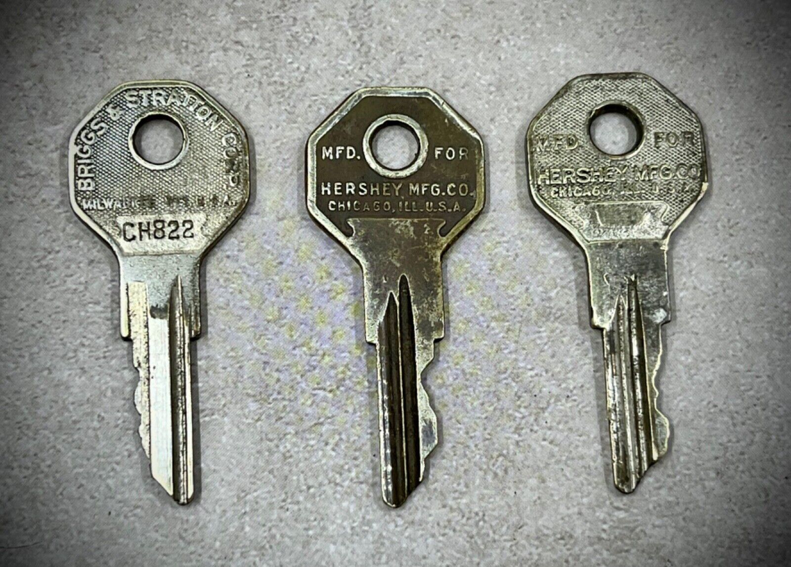 Vintage Keys made for Hershey MFG. Co. Briggs & Stratton Lot of 3
