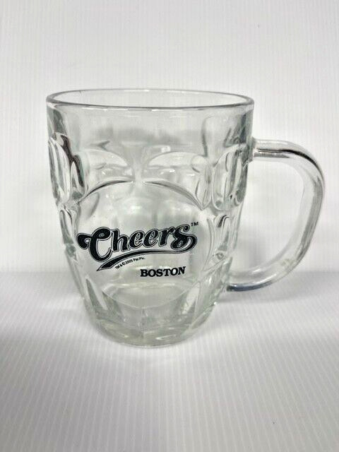 CHEERS Bar Boston - Thumbprint Dimple Style Handled Glass Beer Mug 2005