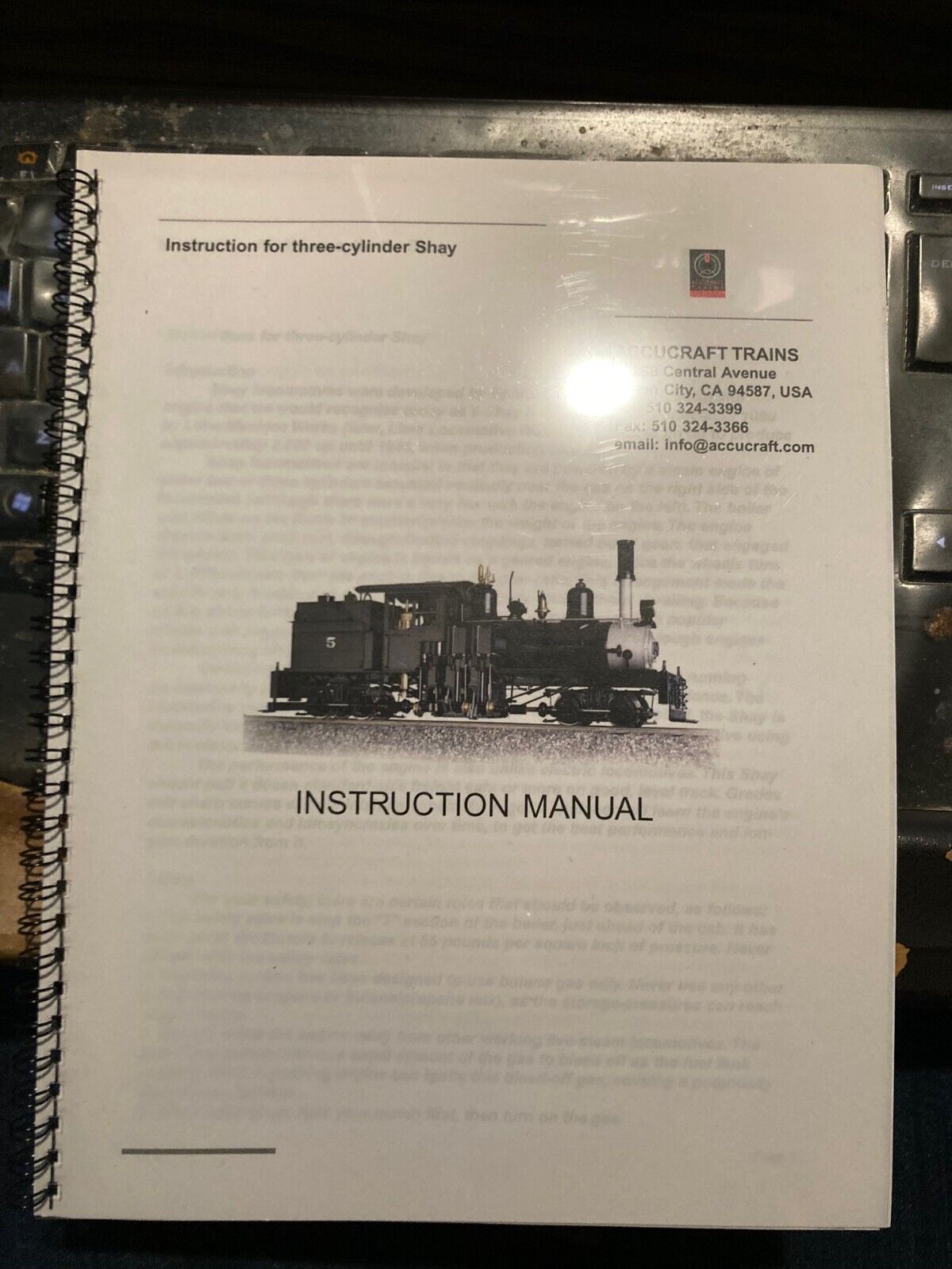 Accucraft Trains Instruction Manual for 3-Cylinder Shay Model Locomotive