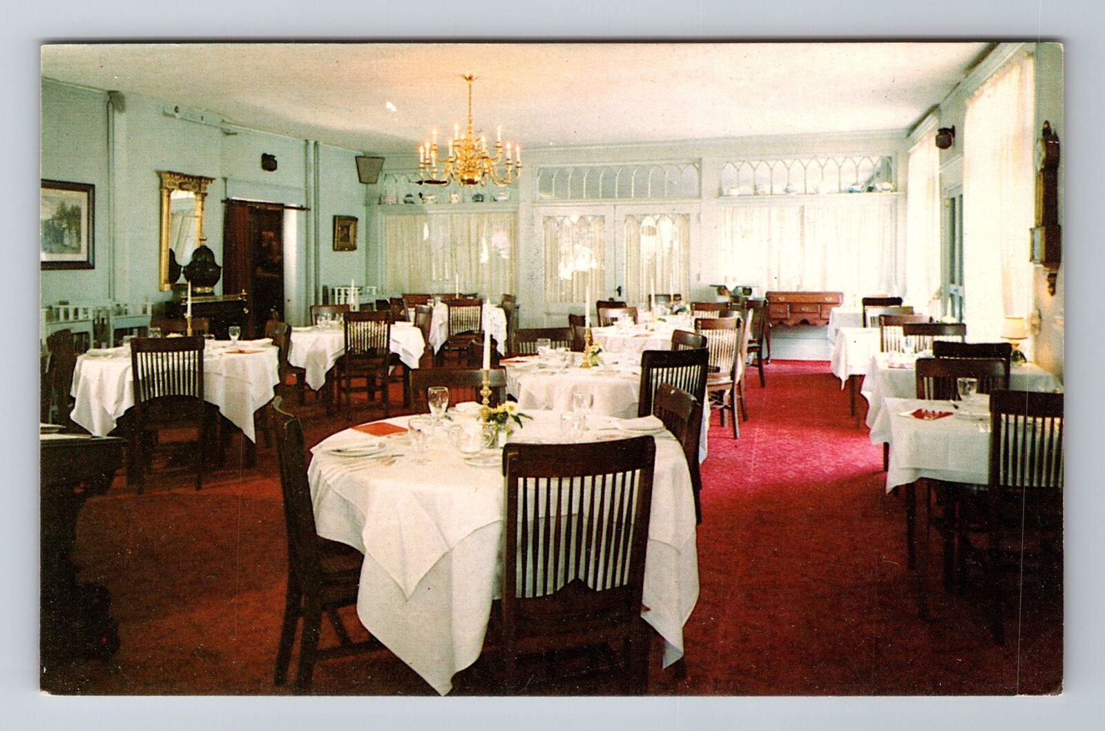 Stockbridge MA-Massachusetts, Dining Room, Red Lion Inn, Vintage Postcard