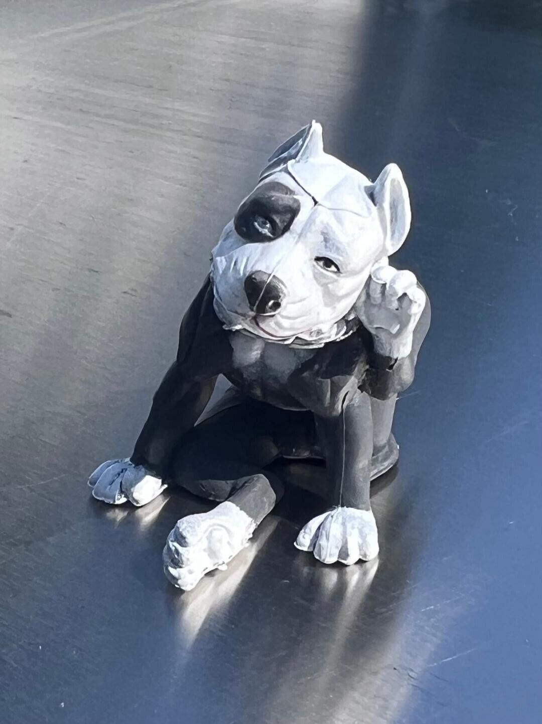 Pit Bull Dog Gray Scratching Ear Miniature 1/24 Scale G Scale Diorama Item