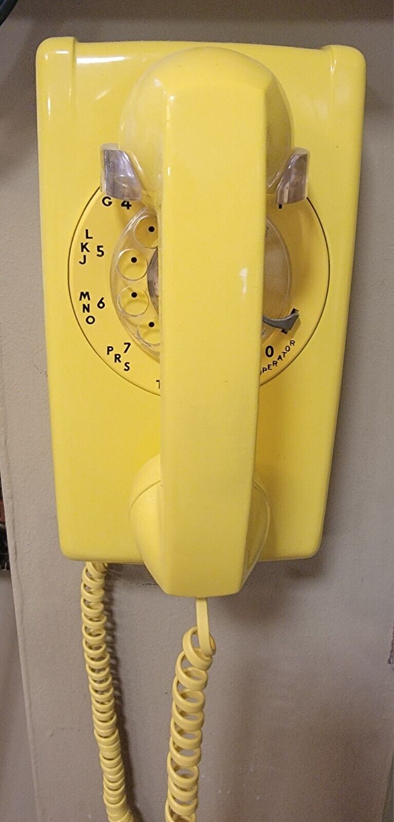 Vintage Bell System Western Electric Wall Phone Rotary Dial YELLOW
