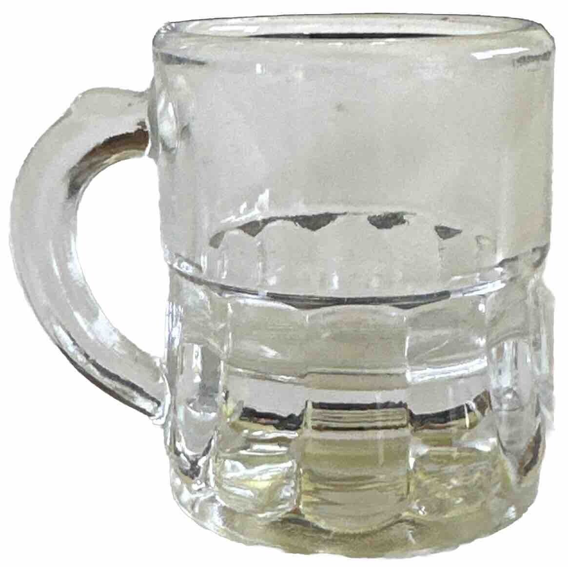 Vintage Federal Beer Mug Shaped Shot Glass With F Shield Mark Clear Glass