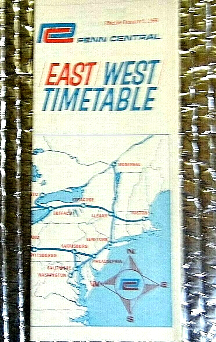Febuary 5 1969 Timetable Penn Central East West Pittsburgh Chicago New York