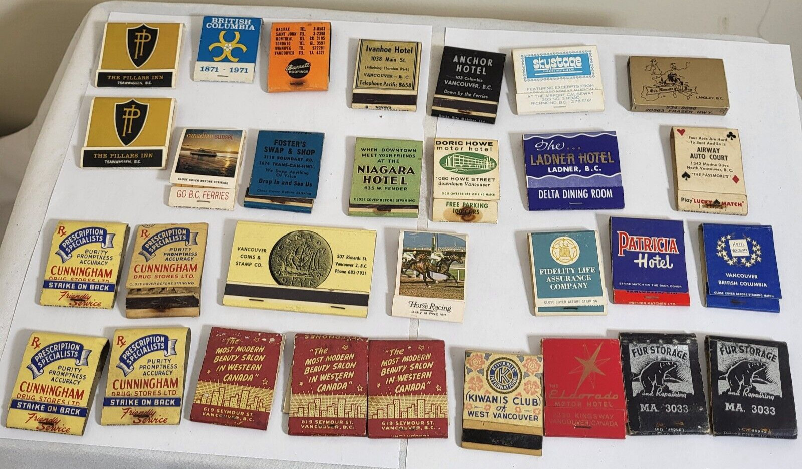 Vintage VANCOUVER BC Related Advertising Matchbook Covers Canada