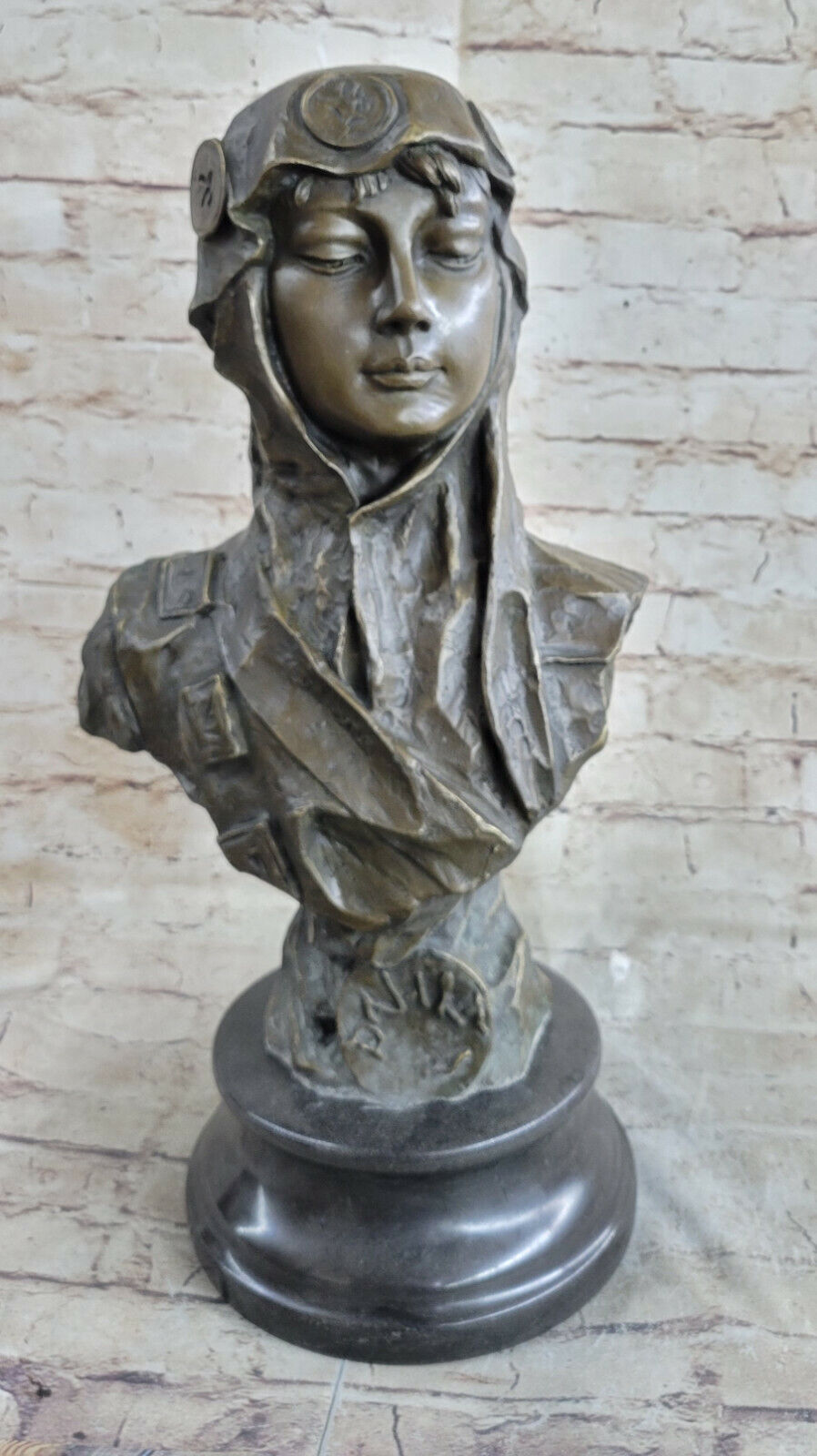Vintage French Art Nouveau Patinated Bronze Female Bust Sculpture Figurine Decor