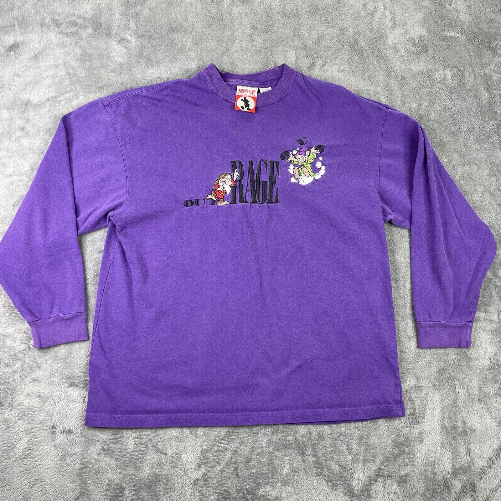 Vintage Disney Micky Inc Shirt Adult XL Purple Snow White Seven Dwarf Outrageous