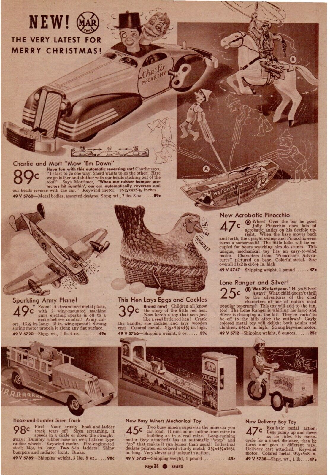 Late 1930\'s Sears Catalog Page #38 \